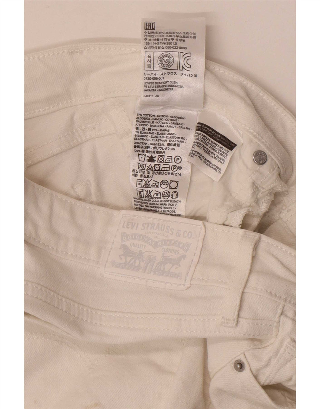Levi's Dame 711 Skinny Jeans W28 L30 Hvid Bomuld