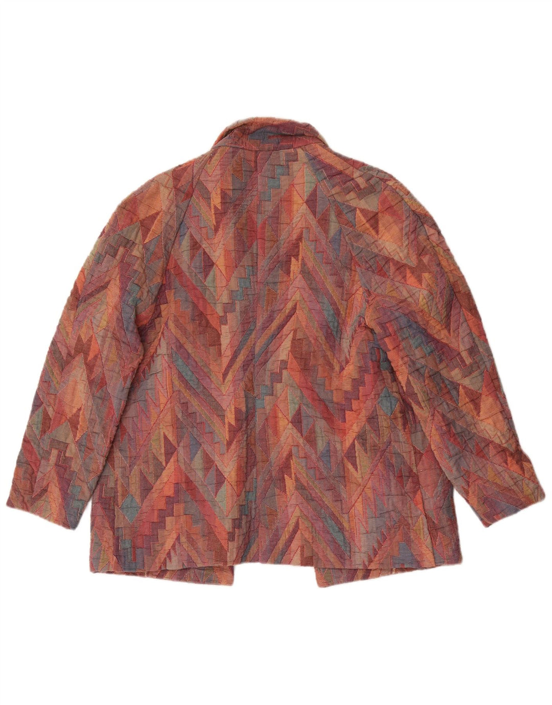 Vintage Dame Open Blazer Jacket UK 12 Medium Flerfarvet Geometrisk