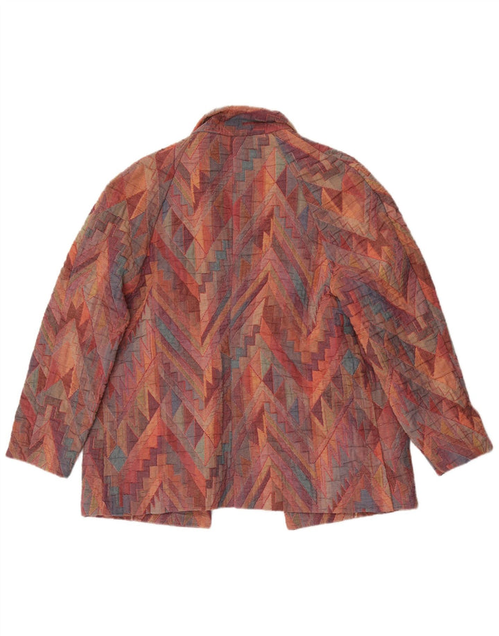 Vintage Dame Open Blazer Jacket UK 12 Medium Flerfarvet Geometrisk