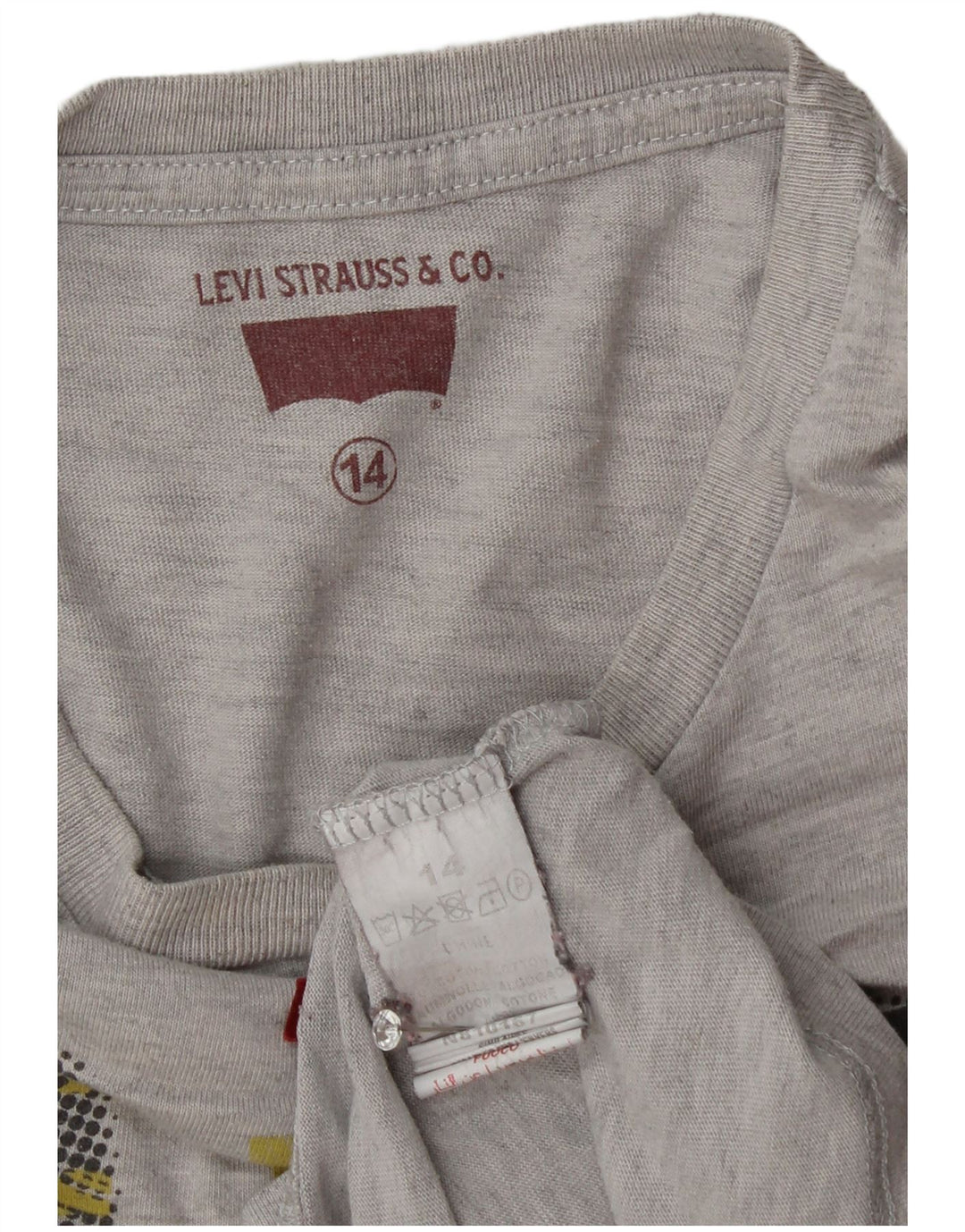 LEVI'S Boys Graphic Top Long Sleeve 13-14 Years Grey Cotton