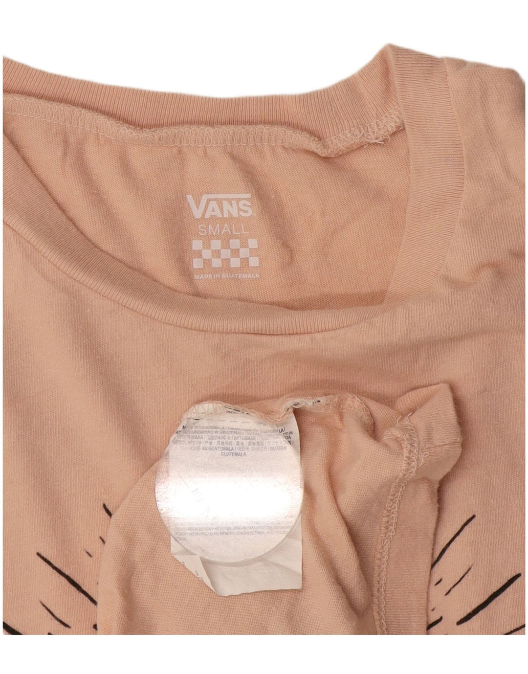 VANS Dame Grafisk T-Shirt Top UK 10 Small Pink Bomuld