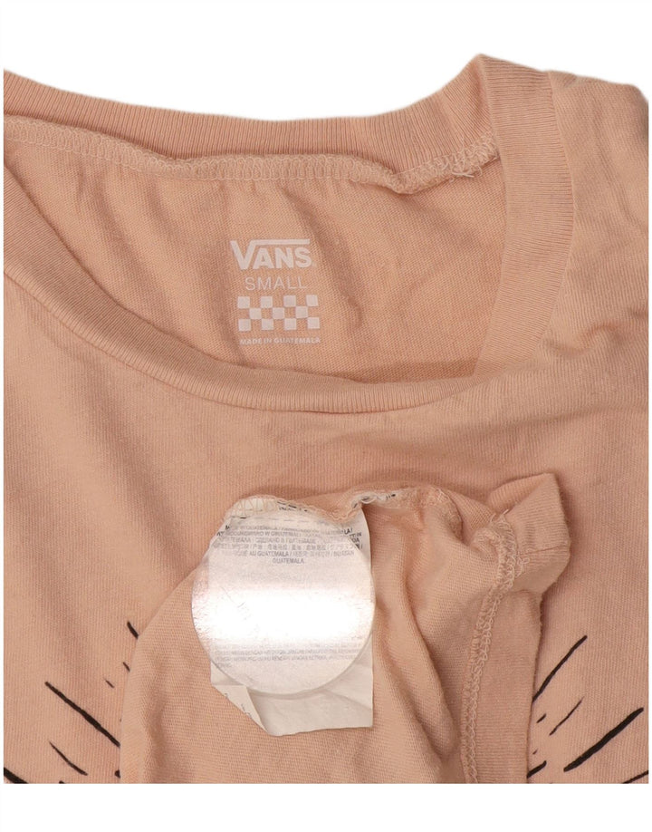 VANS Dame Grafisk T-Shirt Top UK 10 Small Pink Bomuld
