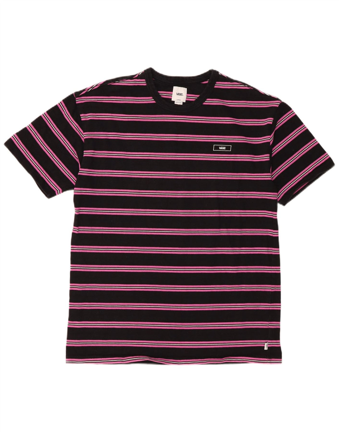 Vans Herre T-Shirt Top Stor Sort Stribet Bomuld