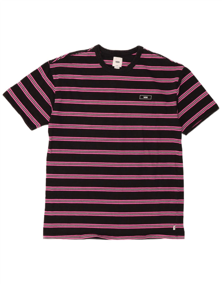 Vans Herre T-Shirt Top Stor Sort Stribet Bomuld
