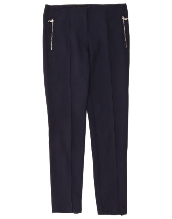 Zara Dame Slim Casual Bukser XS W24 L27 Marineblå