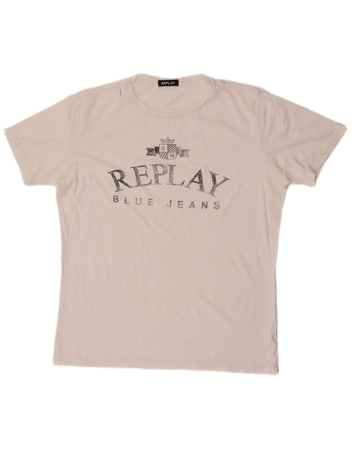 Replay Herre Grafisk T-Shirt Top Stor Hvid