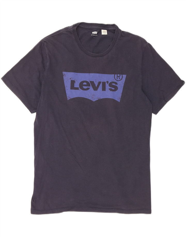 Levi's Herre grafisk T-shirt Top Stor marineblå bomuld