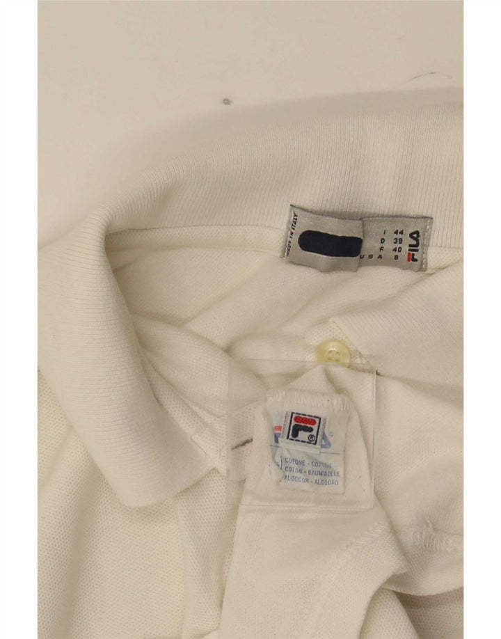 Fila Womens Crop Polo Shirt US 8 Medium White Cotton