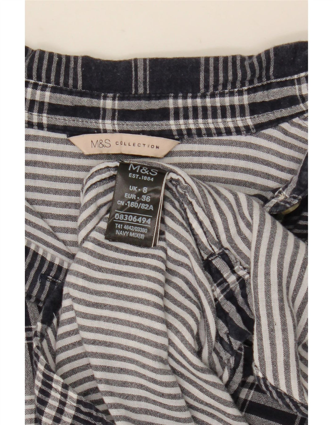 Marks & Spencer Dame Oversized Shirt UK 8 Small Navy Blue Ternet Bomuld