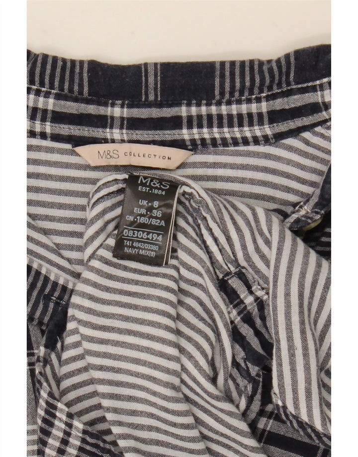 Marks & Spencer Dame Oversized Shirt UK 8 Small Navy Blue Ternet Bomuld