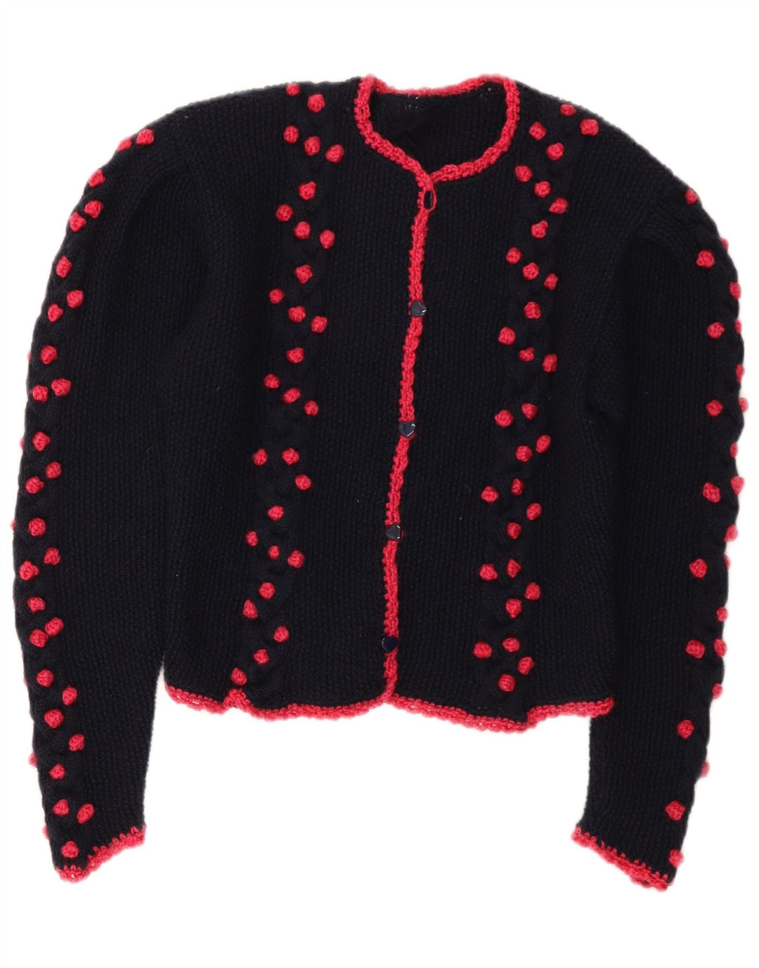 Vintage Dame Crop Cardigan Sweater UK 14 Medium Navy Blue