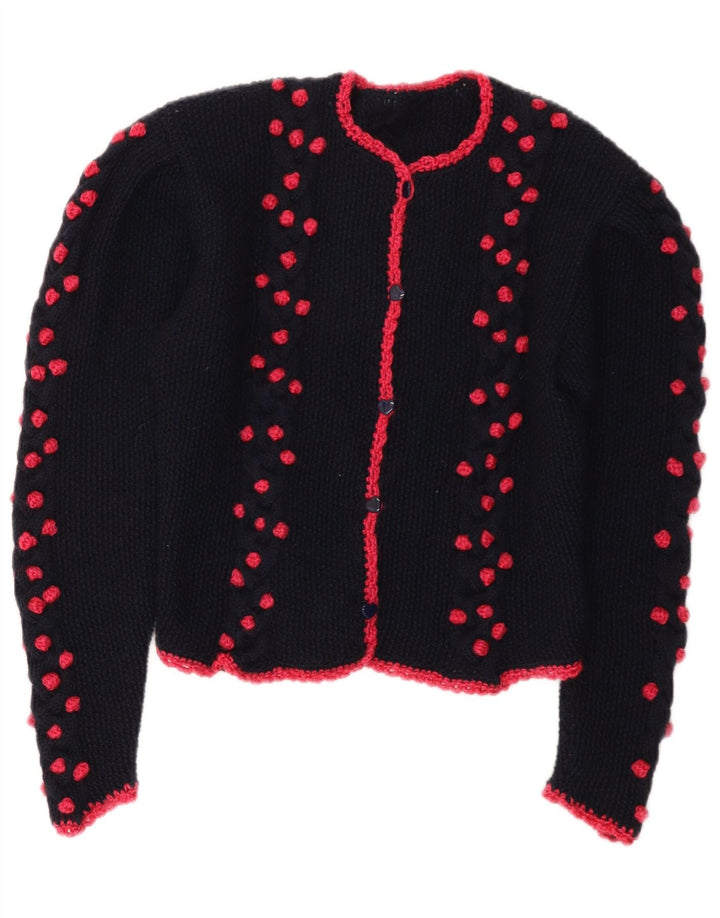 Vintage Dame Crop Cardigan Sweater UK 14 Medium Navy Blue