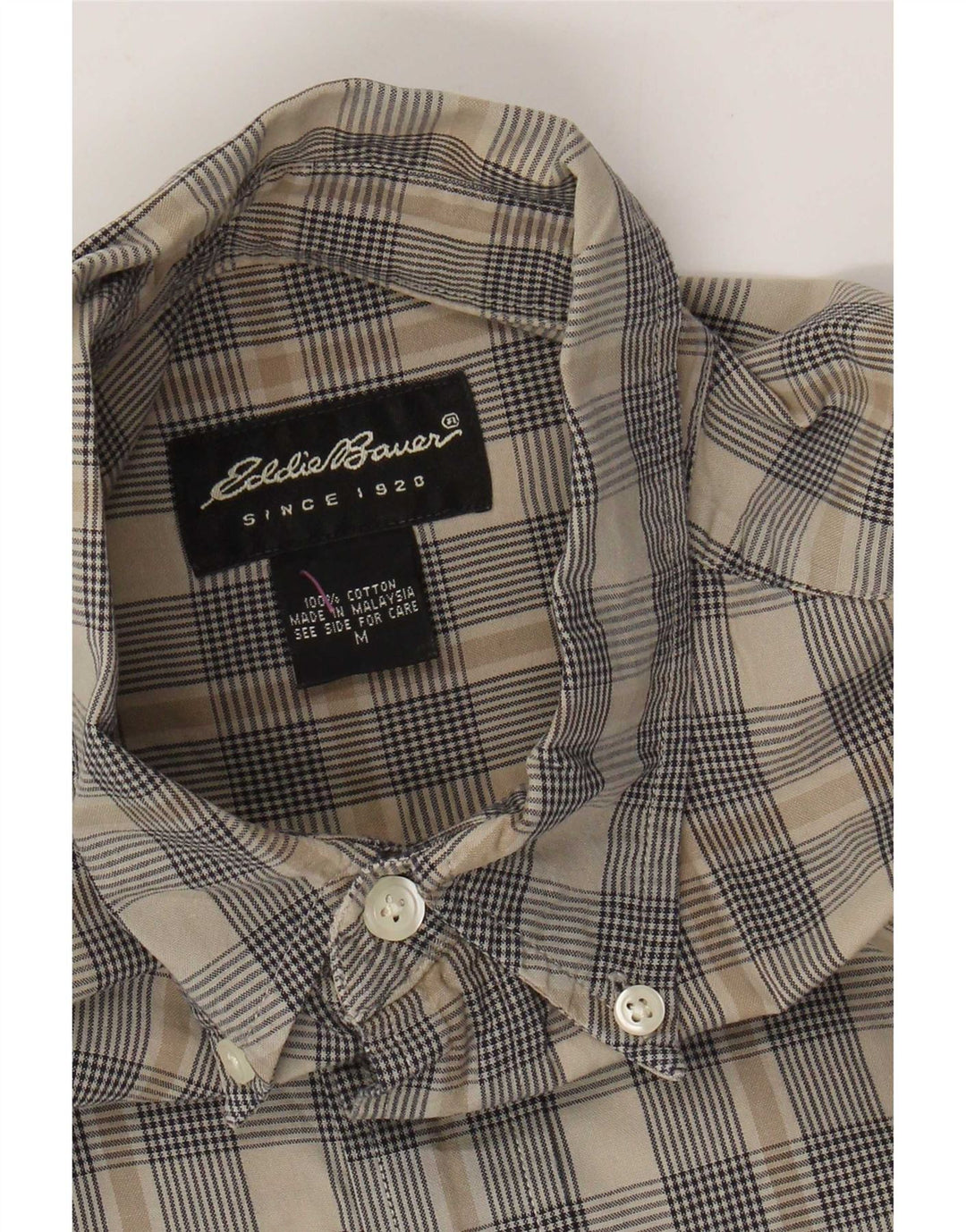 Eddie Bauer Kortærmet Herreskjorte Medium Beige Ternet Bomuld