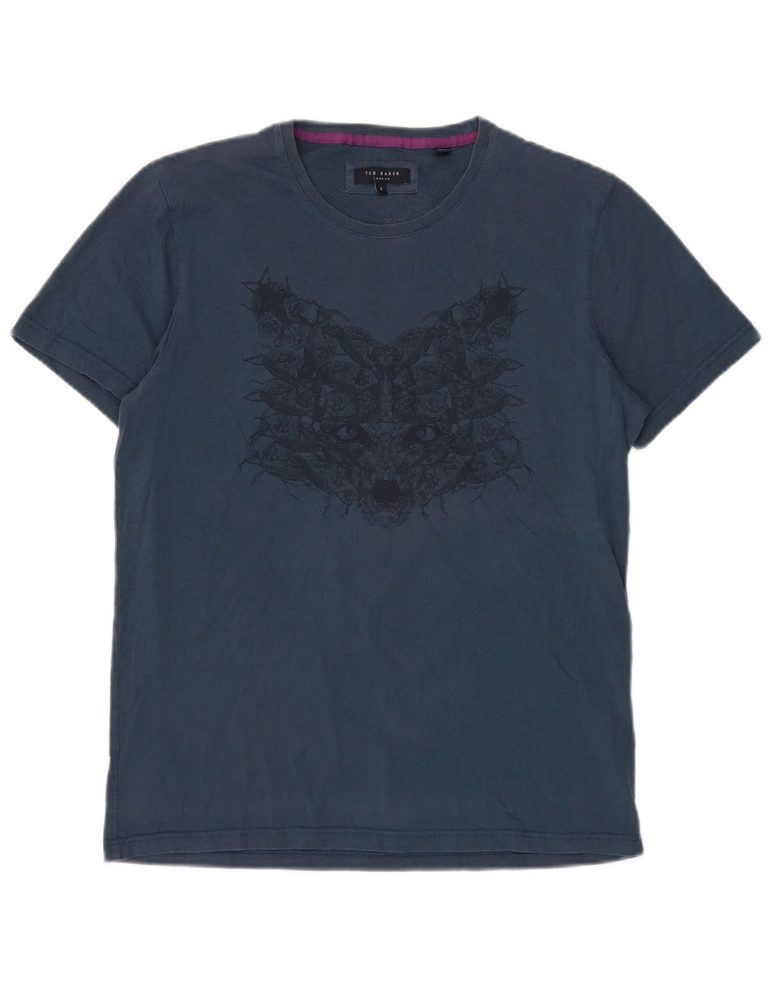 Ted Baker Herre Grafisk T-Shirt Top Størrelse 4 Large Navy Blue