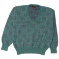 Peter Brown Herre V-hals sweater IT 50 Medium Grøn Geometrisk Uld