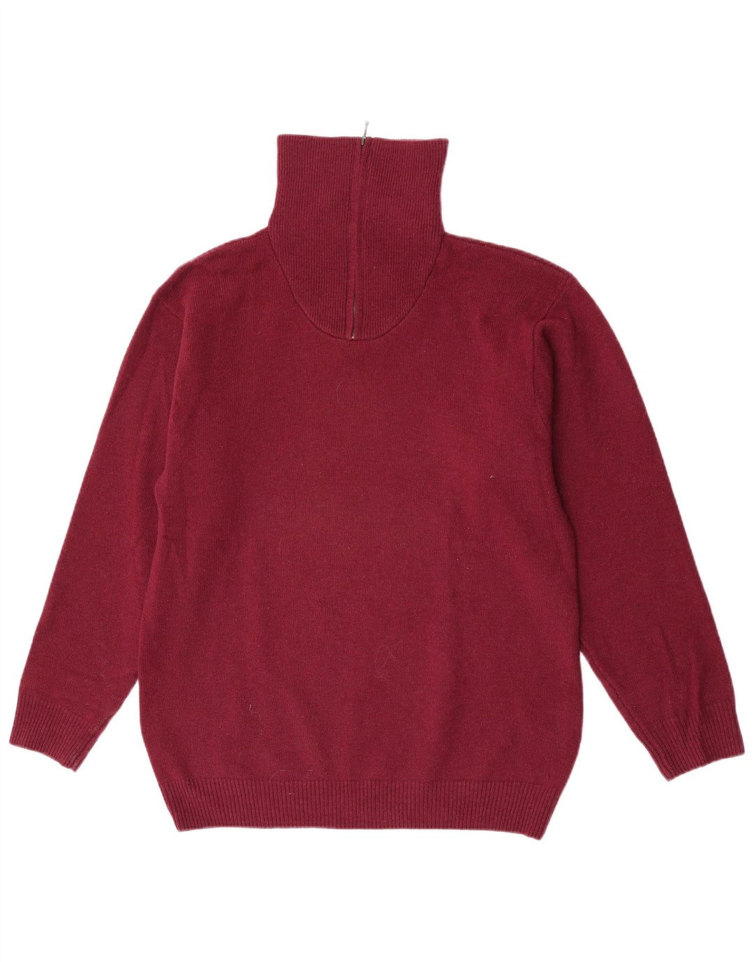 Tardini Herre Zip Neck Jumper Sweater Large Burgundy Wool