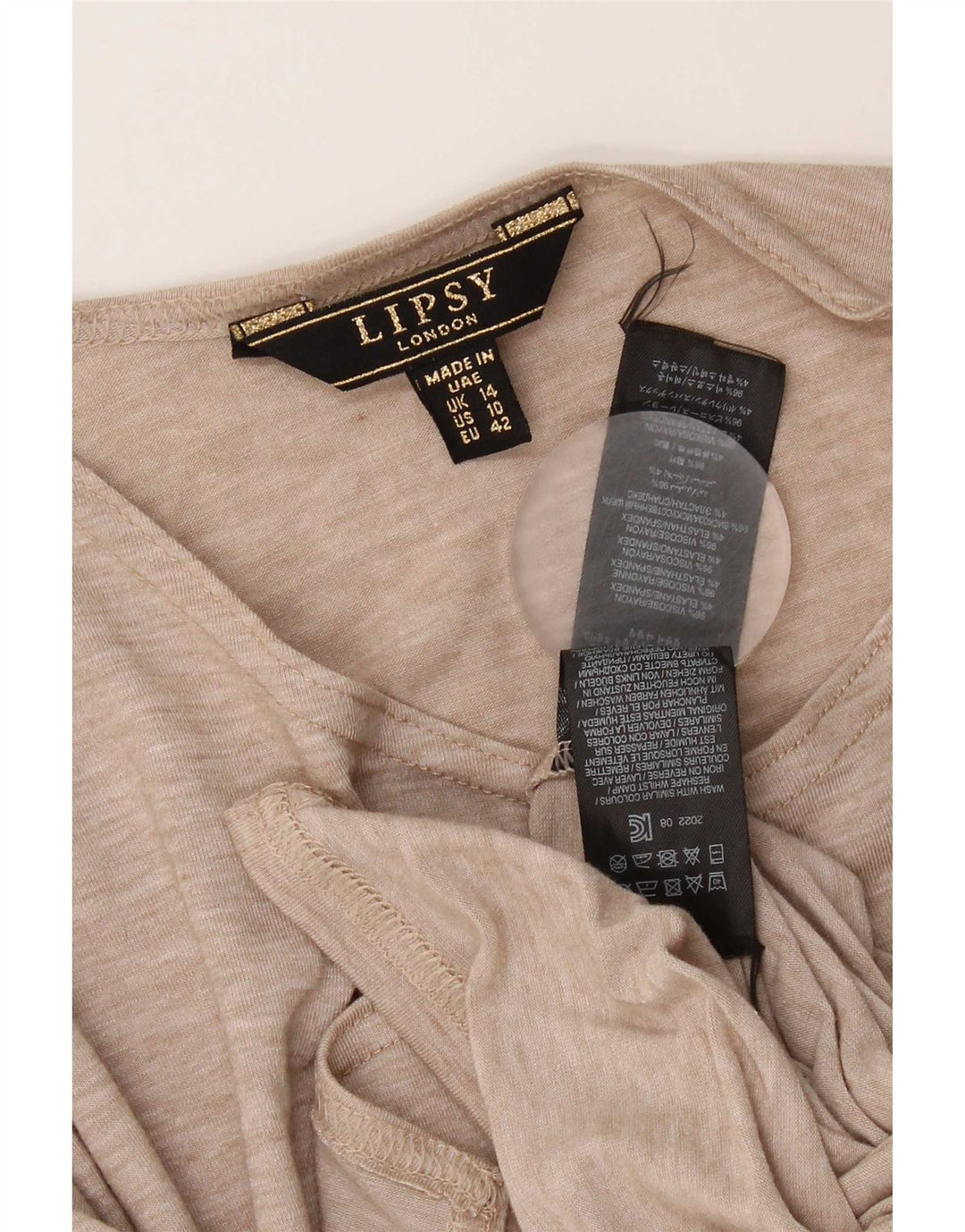 Lipsy Dame Cardigan Top UK 14 Stor Beige Viscose