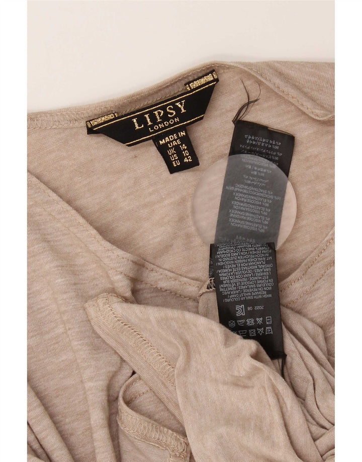 Lipsy Dame Cardigan Top UK 14 Stor Beige Viscose
