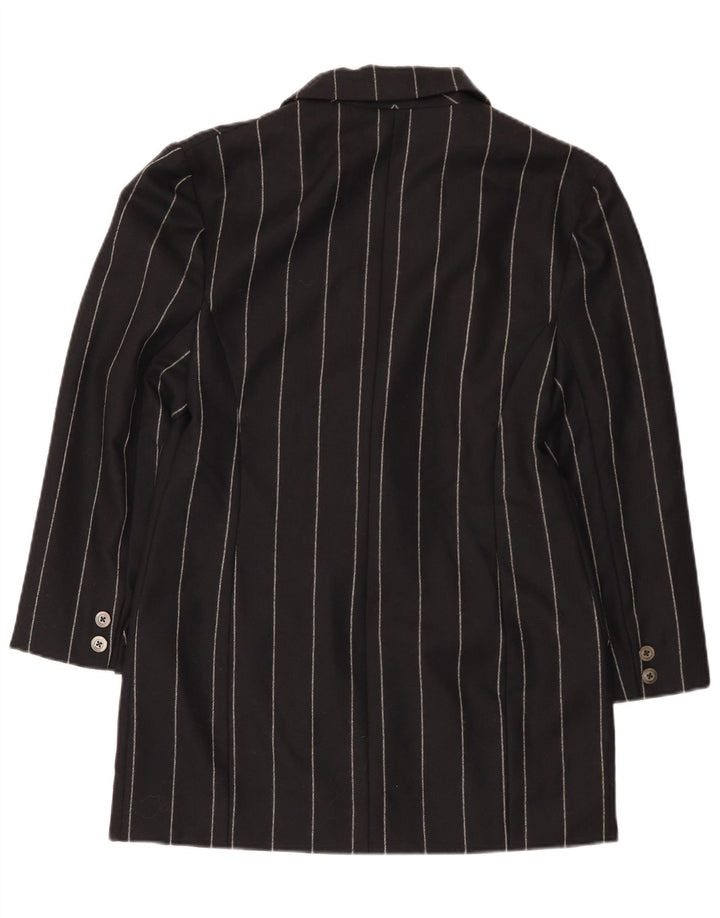 Vintage dame 3/4-ærmet blazerjakke IT 48 XL Sort nålestribe