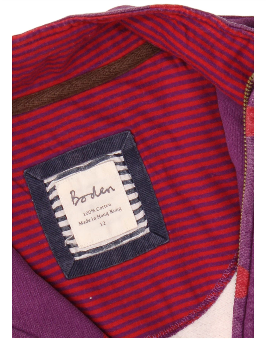 BODEN Sweatshirt med lynlås til kvinder UK 12 Medium Lilla Polka Dot