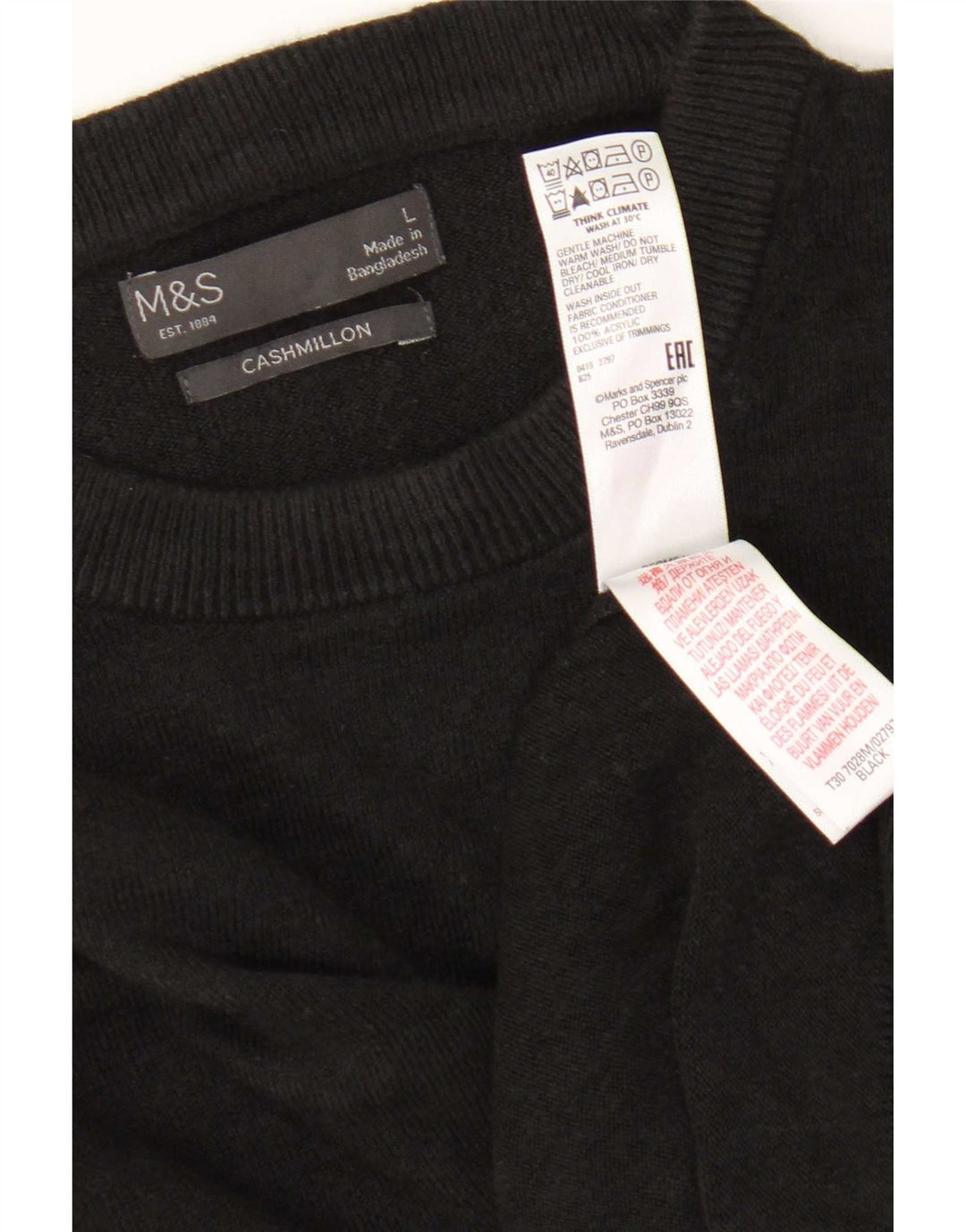 Marks & Spencer Herre sweater med rund hals, stor sort akryl