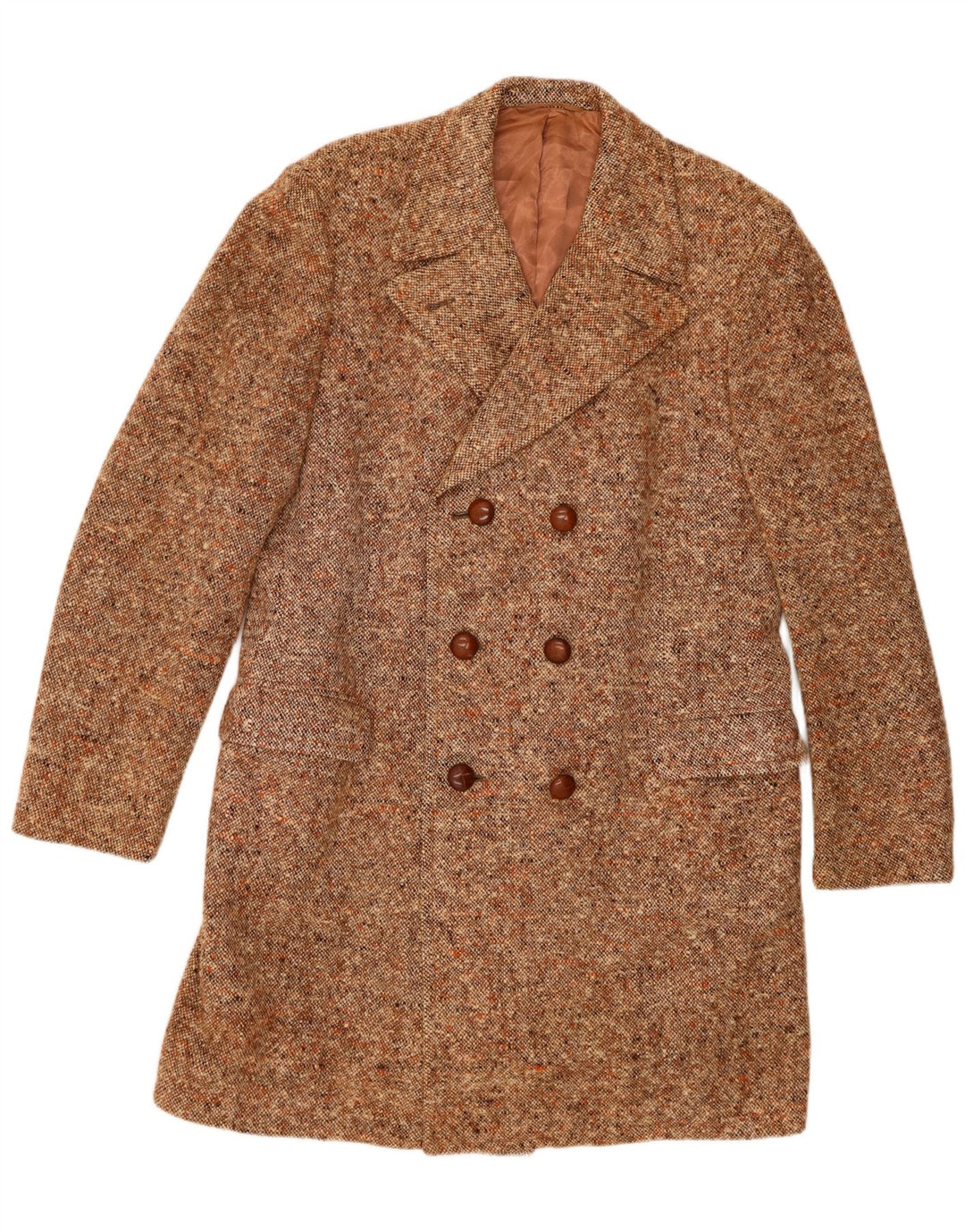 Facis Herre Dobbeltradet Frakke IT 52 XL Brun Flecked