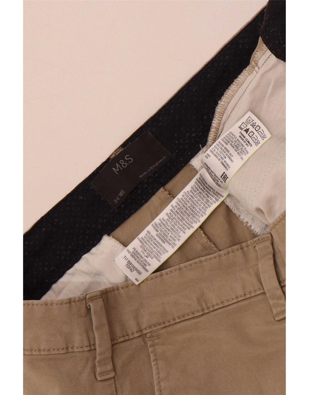 Marks & Spencer Chino Shorts til mænd W34 Stor brun bomuld