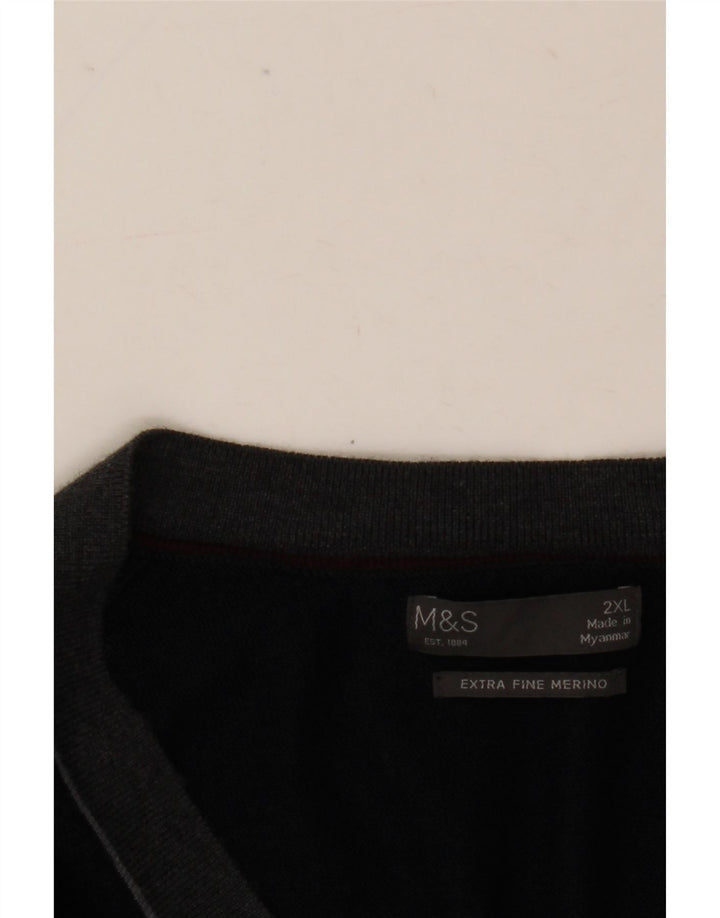 Marks & Spencer Herre Cardigan Sweater 2XL Marineblå Merinould