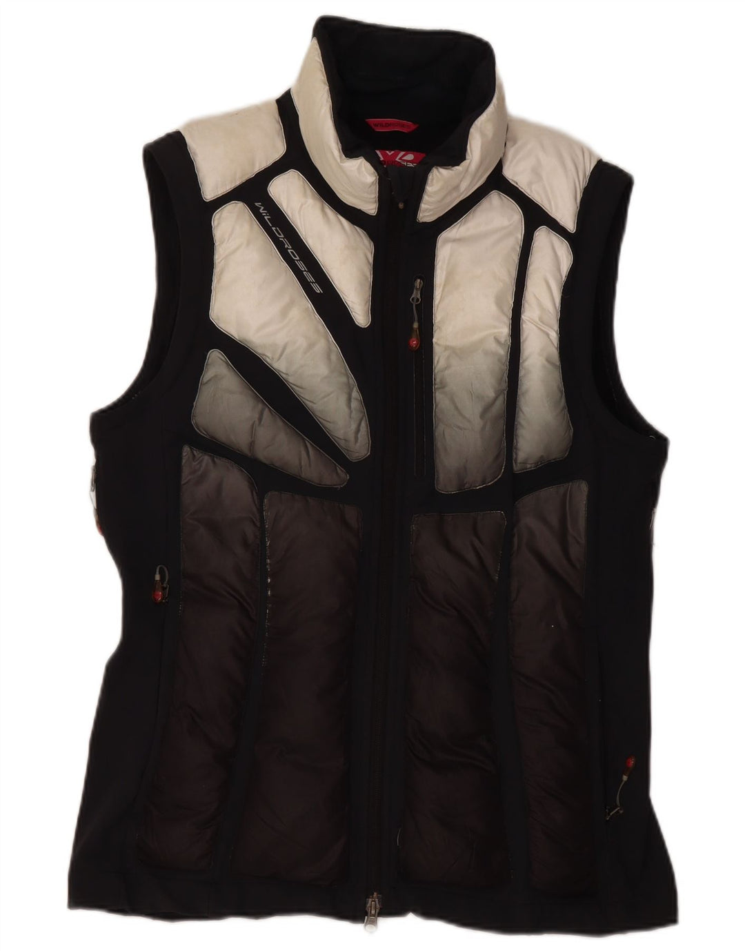 WILD ROSE Dame Polstret Gilet UK 14 Large Black Colourblock Polyamid