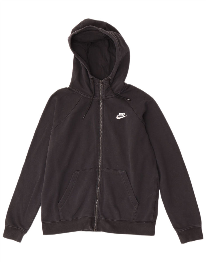 Nike hættetrøje med lynlås til kvinder UK 14 Medium Sort bomuld