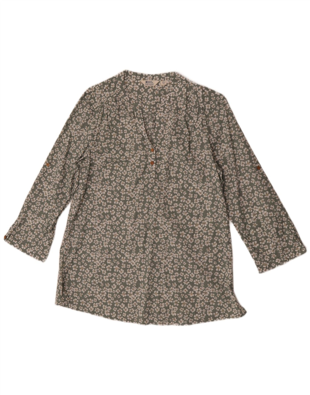 Mountain Warehouse Dame Langærmet Bluse Top UK 12 Medium Green Floral