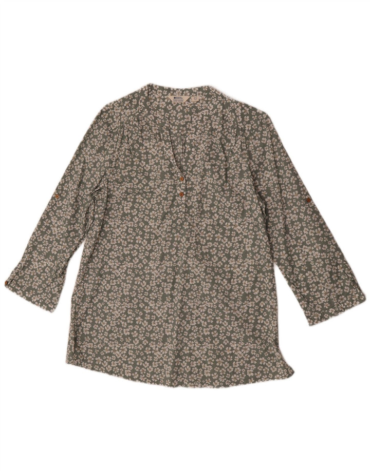 Mountain Warehouse Dame Langærmet Bluse Top UK 12 Medium Green Floral