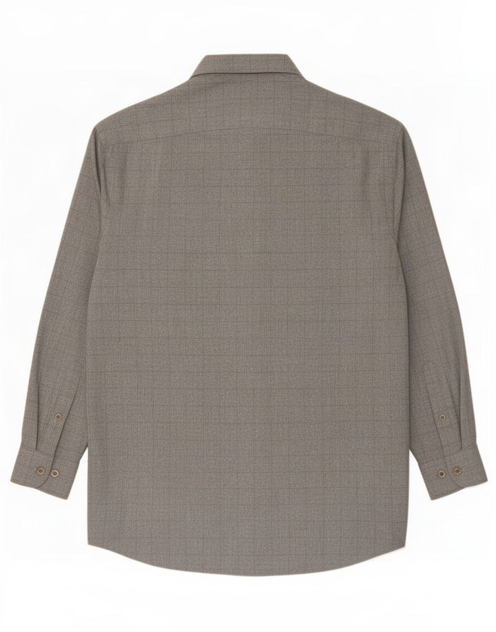 Massimo Dutti Herre høj skjorte str. 42 Large Grå ternet viskose
