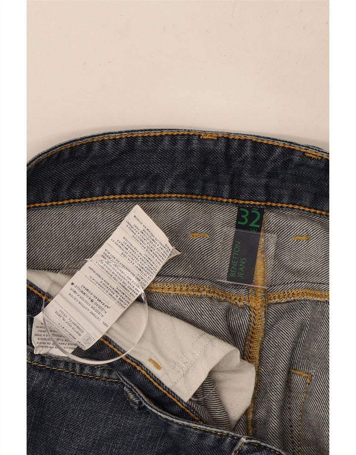 BENETTON Lige jeans til kvinder W32 L30 Marineblå bomuld