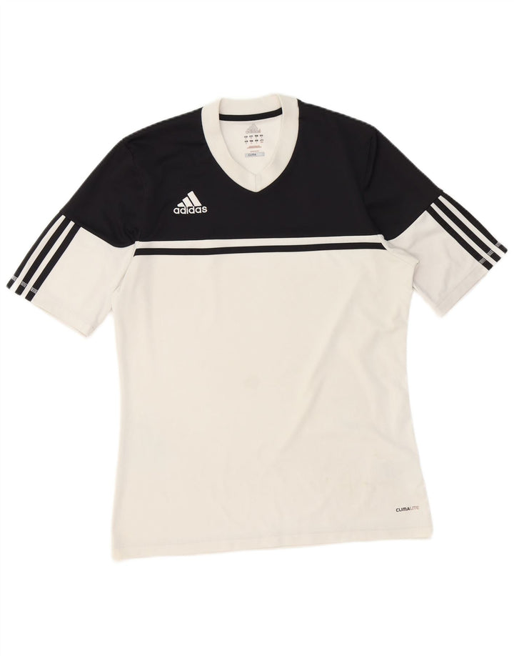 Adidas Herre Climalite T-Shirt Top Medium White Colourblock Polyester