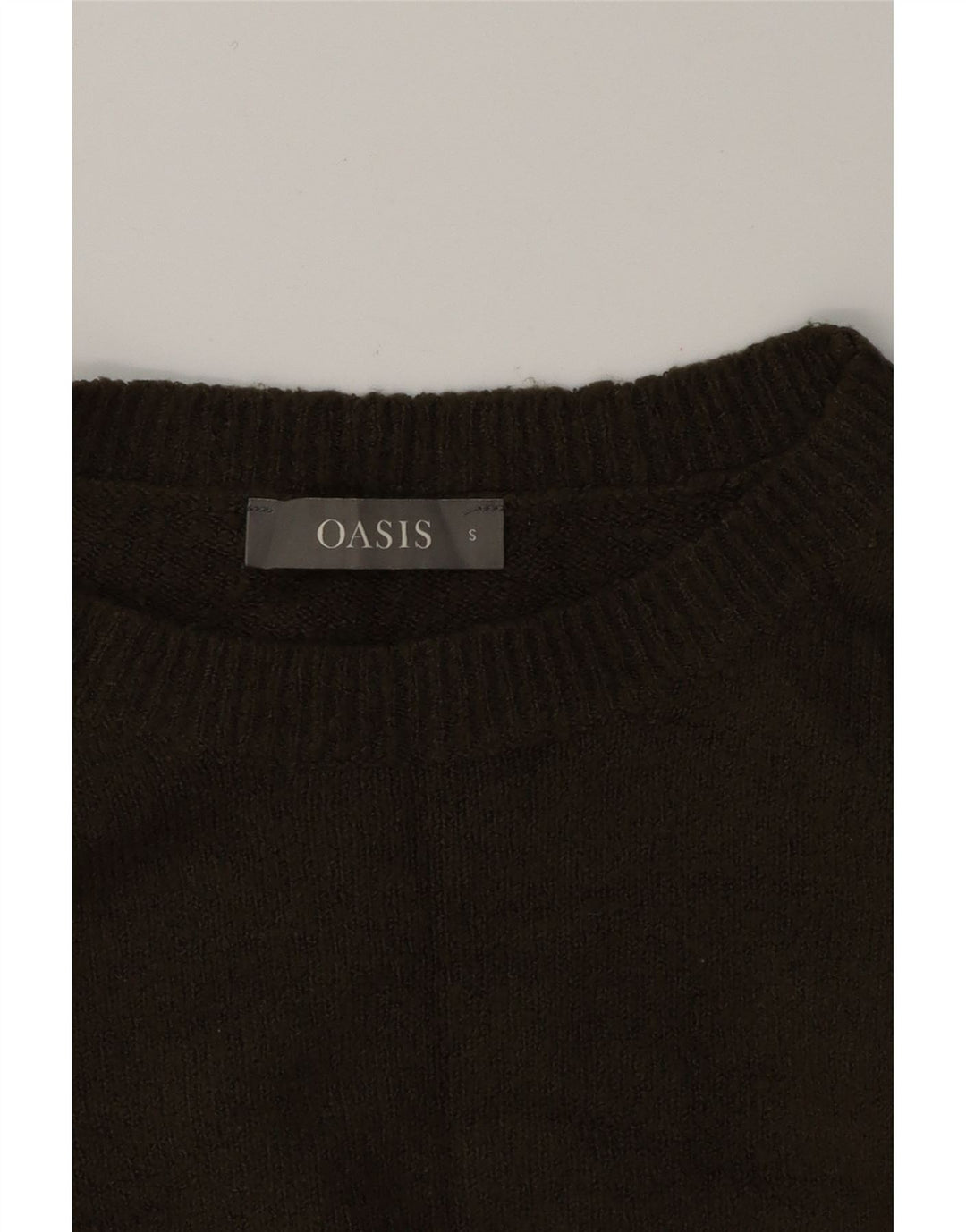 OASIS Womens Crew Neck Jumper Sweater UK 10 Small Khaki Acrylic Vintage Oasis and Second-Hand Oasis from Messina Hembry 