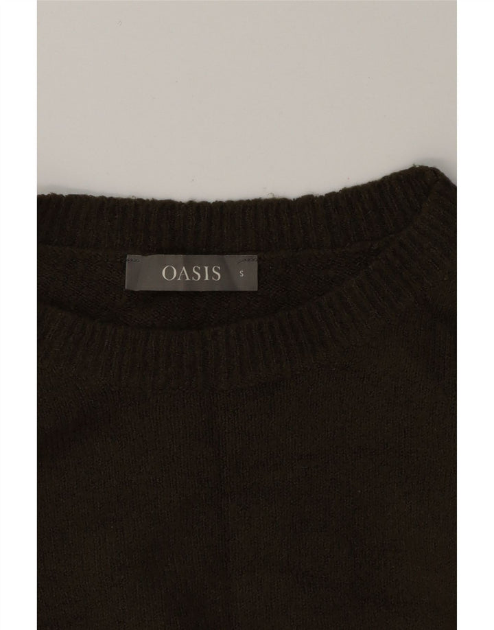 OASIS Womens Crew Neck Jumper Sweater UK 10 Small Khaki Acrylic Vintage Oasis and Second-Hand Oasis from Messina Hembry 