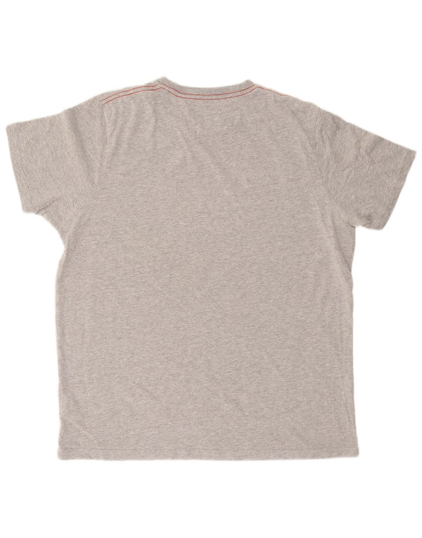 WEIRD FISH Herre Grafisk T-Shirt Top Stor Grå Bomuld