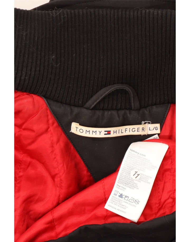 TOMMY HILFIGER Windbreaker frakke til kvinder UK 16 Stor sort polyester