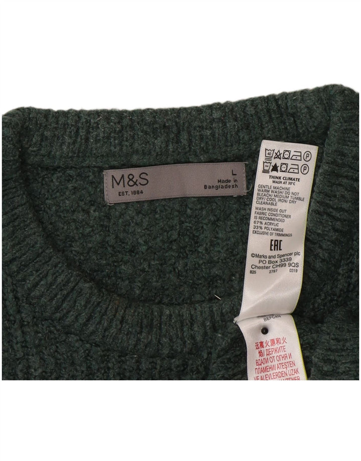 Marks & Spencer Herre sweater med rund hals, stor grøn akryl
