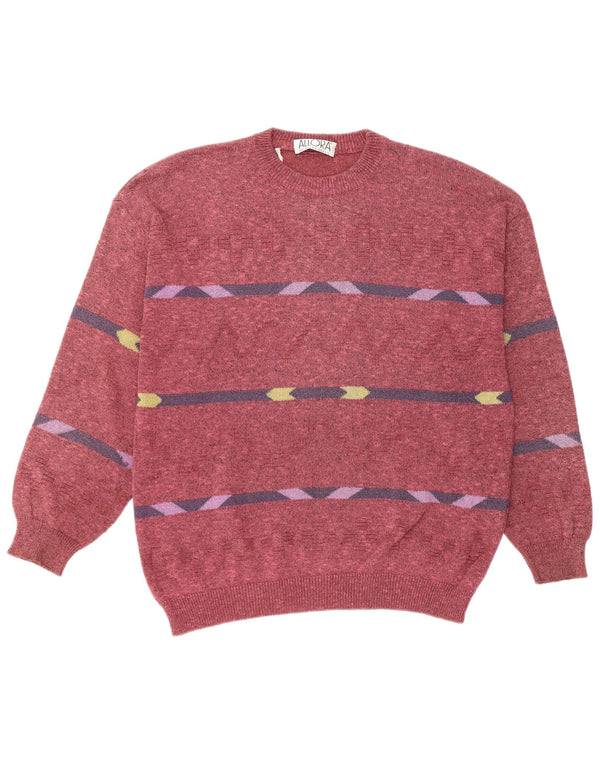 ALLORA Herre sweater med rund hals IT 56 2XL Bourgogne geometrisk bomuld