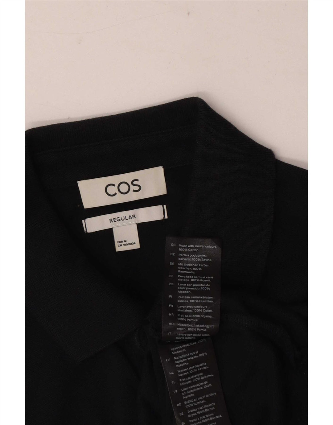Cos Kortærmet herre Regular Fit Polo Shirt Medium Sort Bomuld