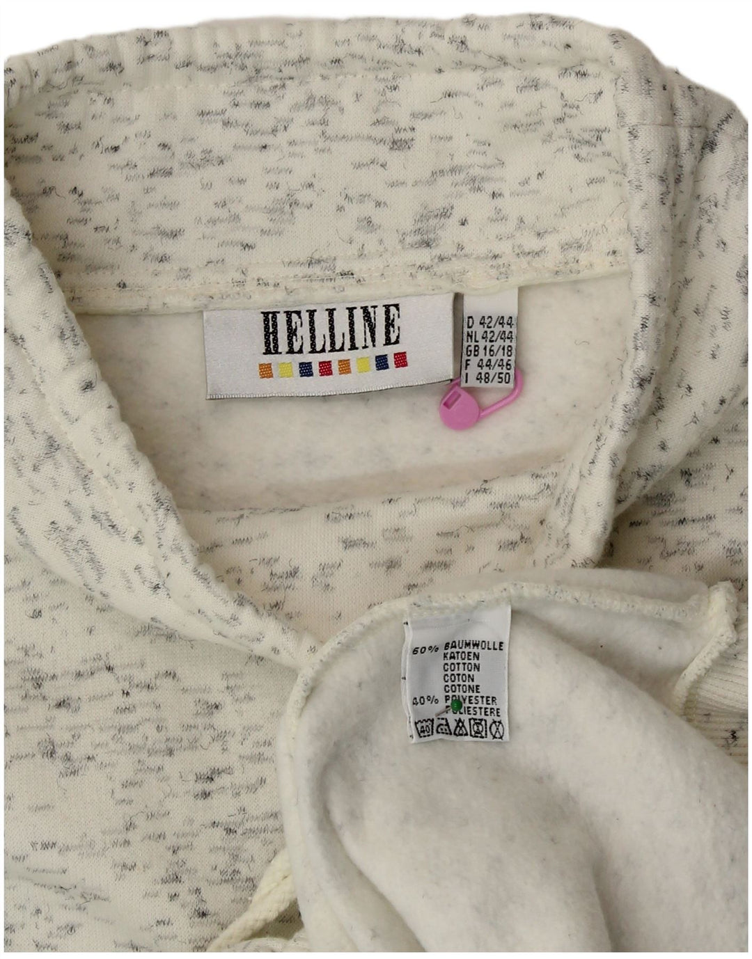 HELLINE Sweatshirt Jumper til kvinder UK 16/18 XL Hvid Flecked Bomuld