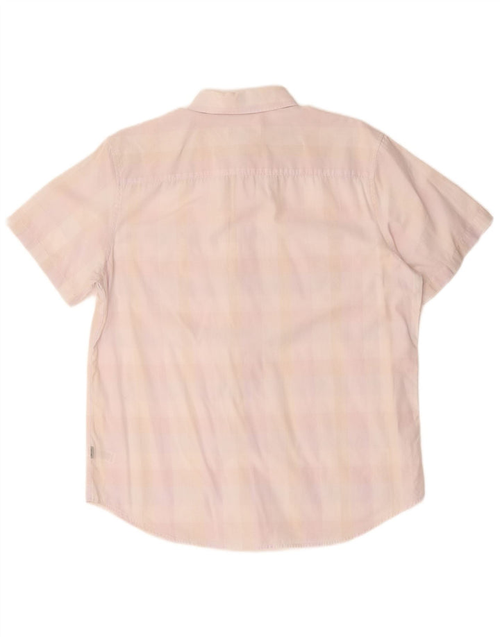 CALVIN KLEIN Kortærmet herreskjorte Medium Pink ternet bomuld