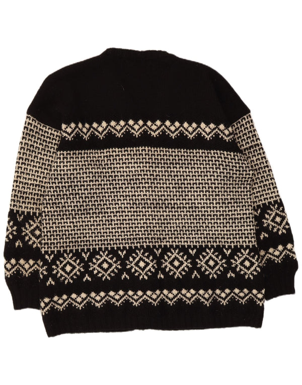 Vintage herre cardigan sweater XL Black Fair Isle