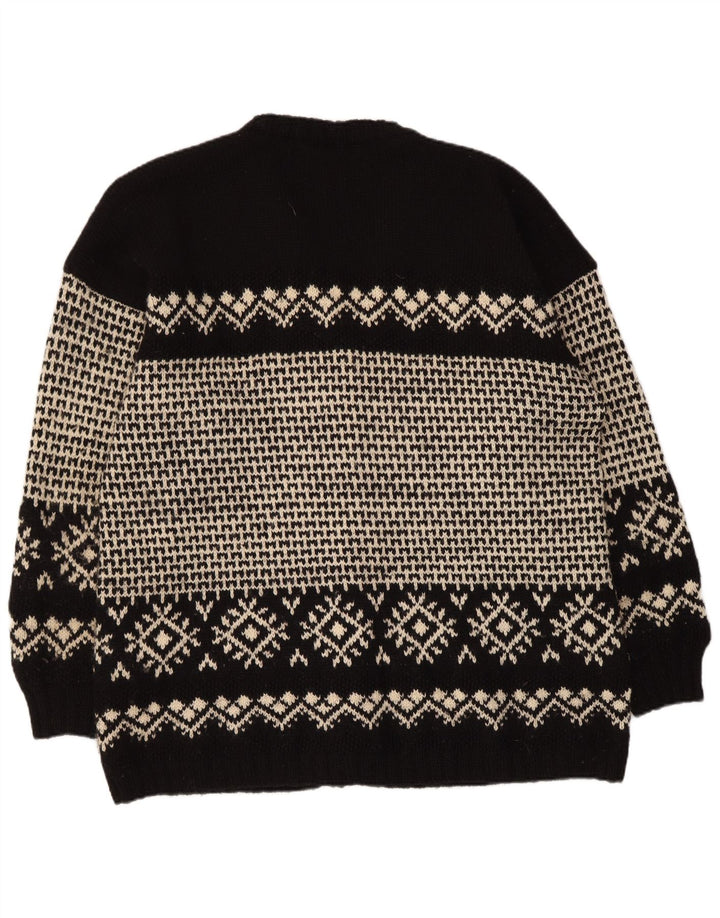 Vintage herre cardigan sweater XL Black Fair Isle