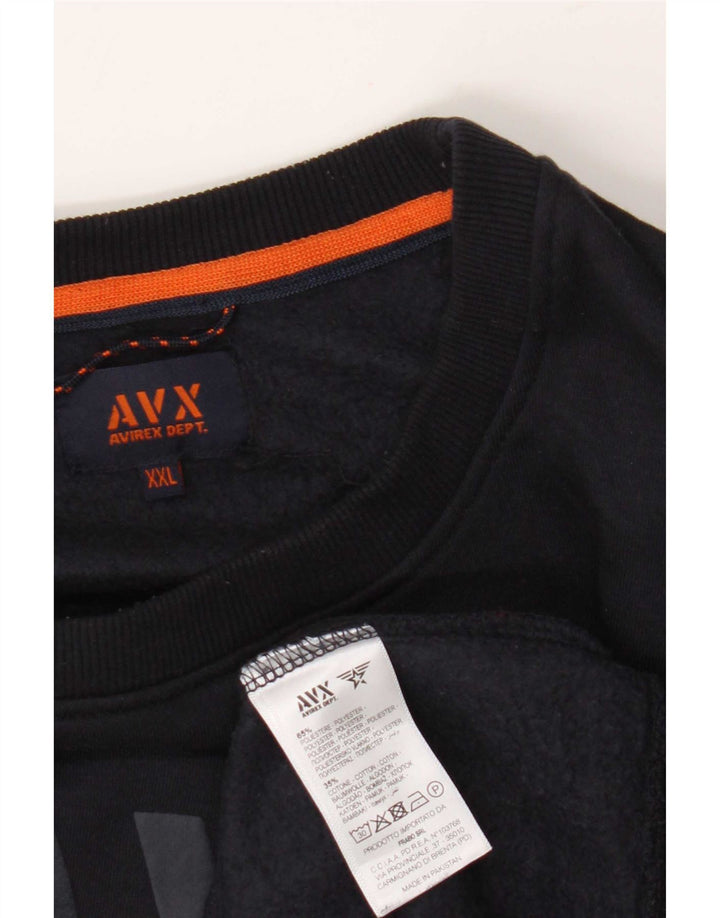 Avirex Herre Grafisk Sweatshirt Jumper 2XL Navy Blue Polyester
