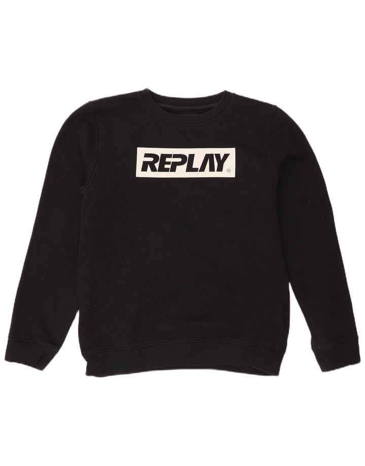 Replay Herre Grafisk Sweatshirt Jumper Medium Sort