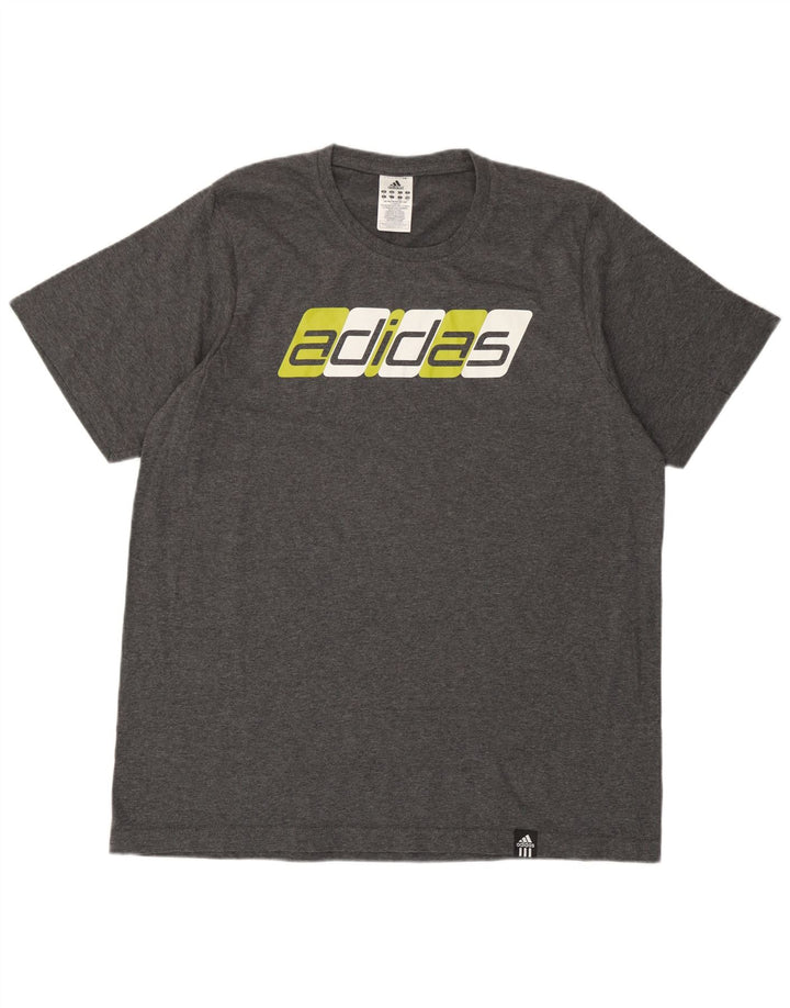 Adidas Herre Grafisk T-Shirt Top Stor Grå Bomuld