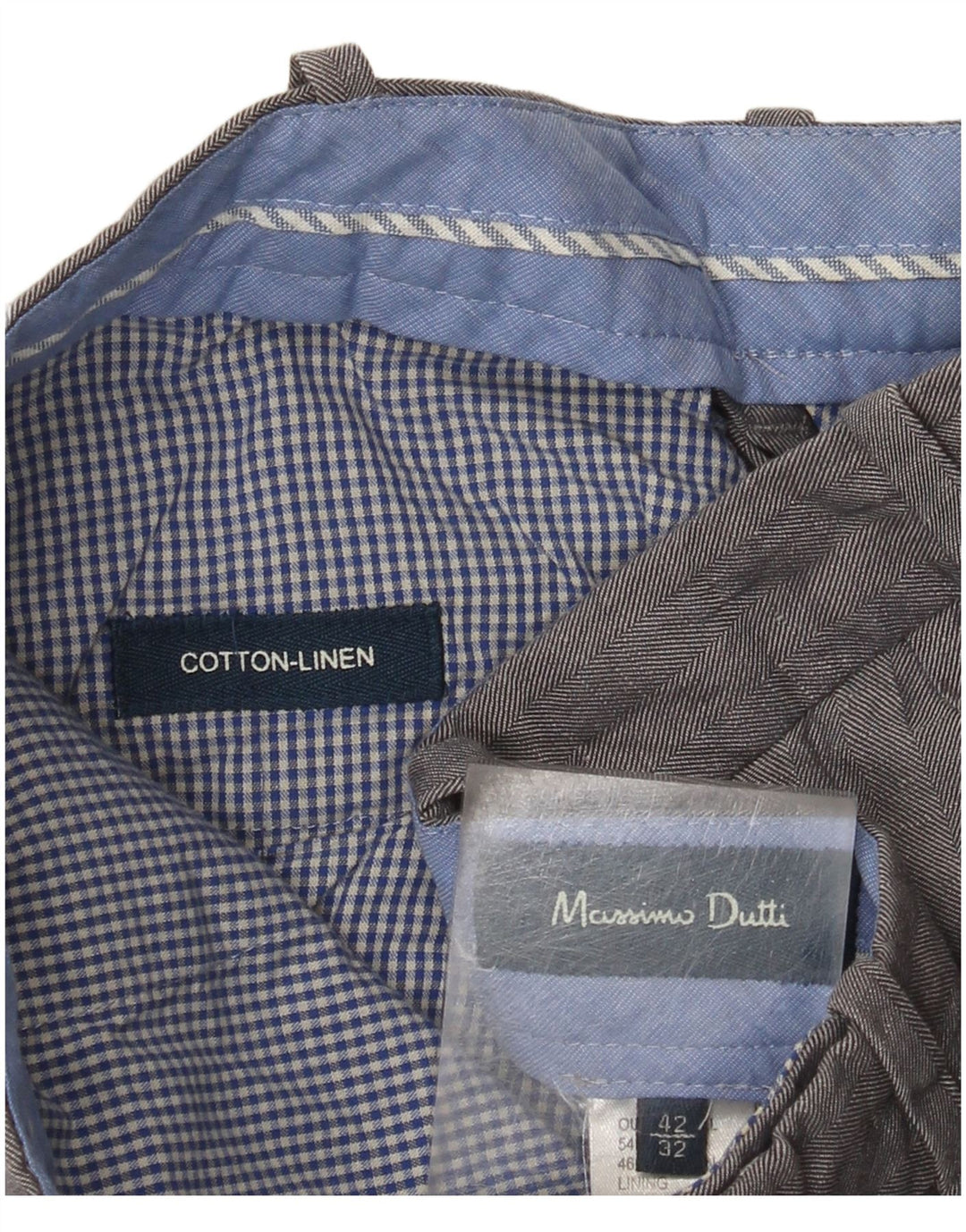 Massimo Dutti Herre Slim Suit Bukser EU 42 Large W32 L32 Grå Sildeben